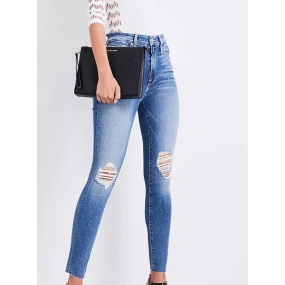Good American Good Legs Distressed Skinny Jeans in Blue 092 sz 6